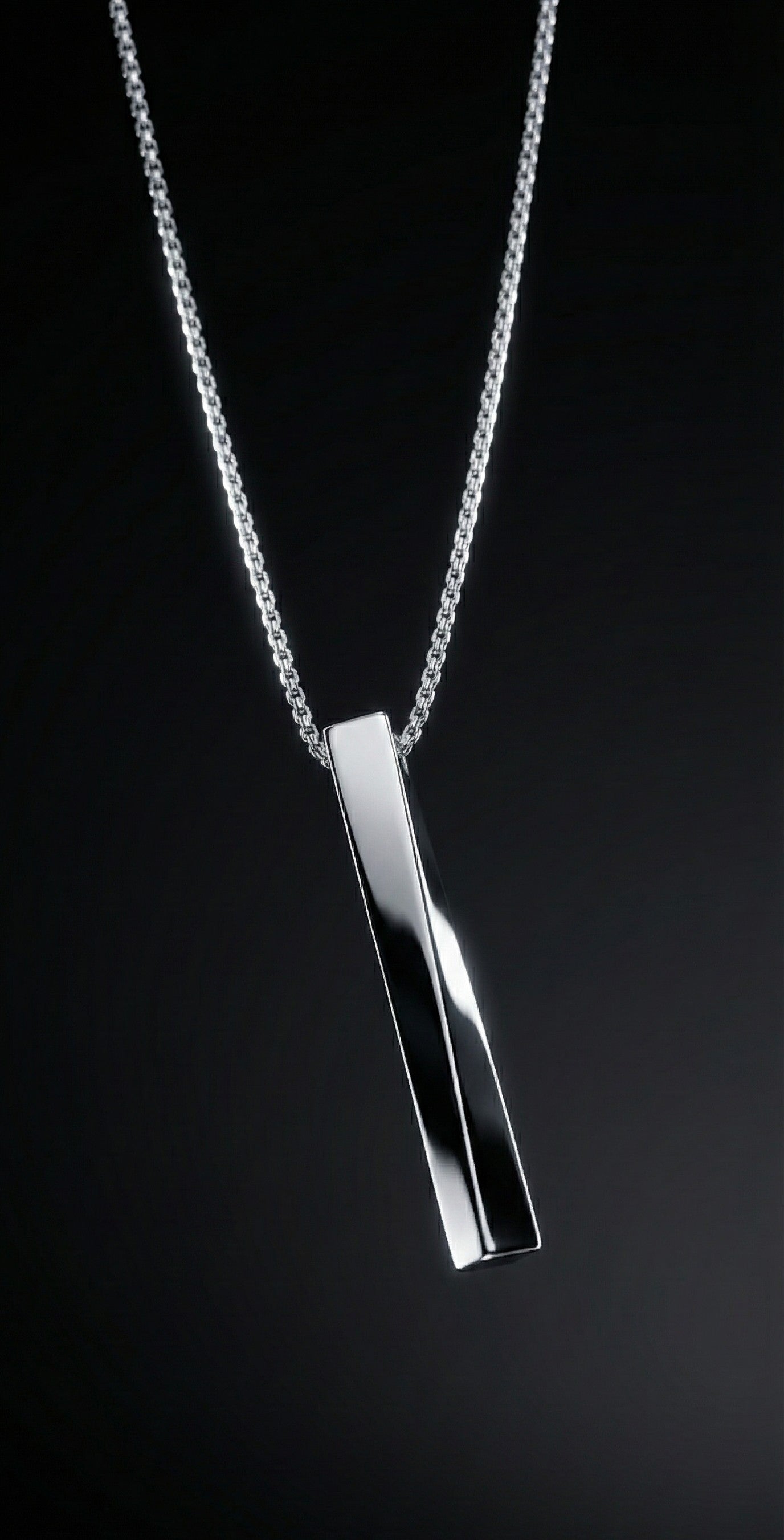 Premium Silver Vertical Bar Pendant  with Stylish Chain