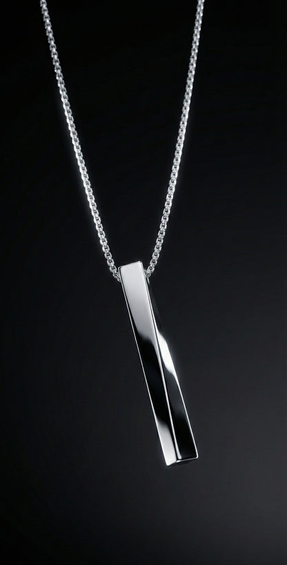 Premium Silver Vertical Bar Pendant  with Stylish Chain