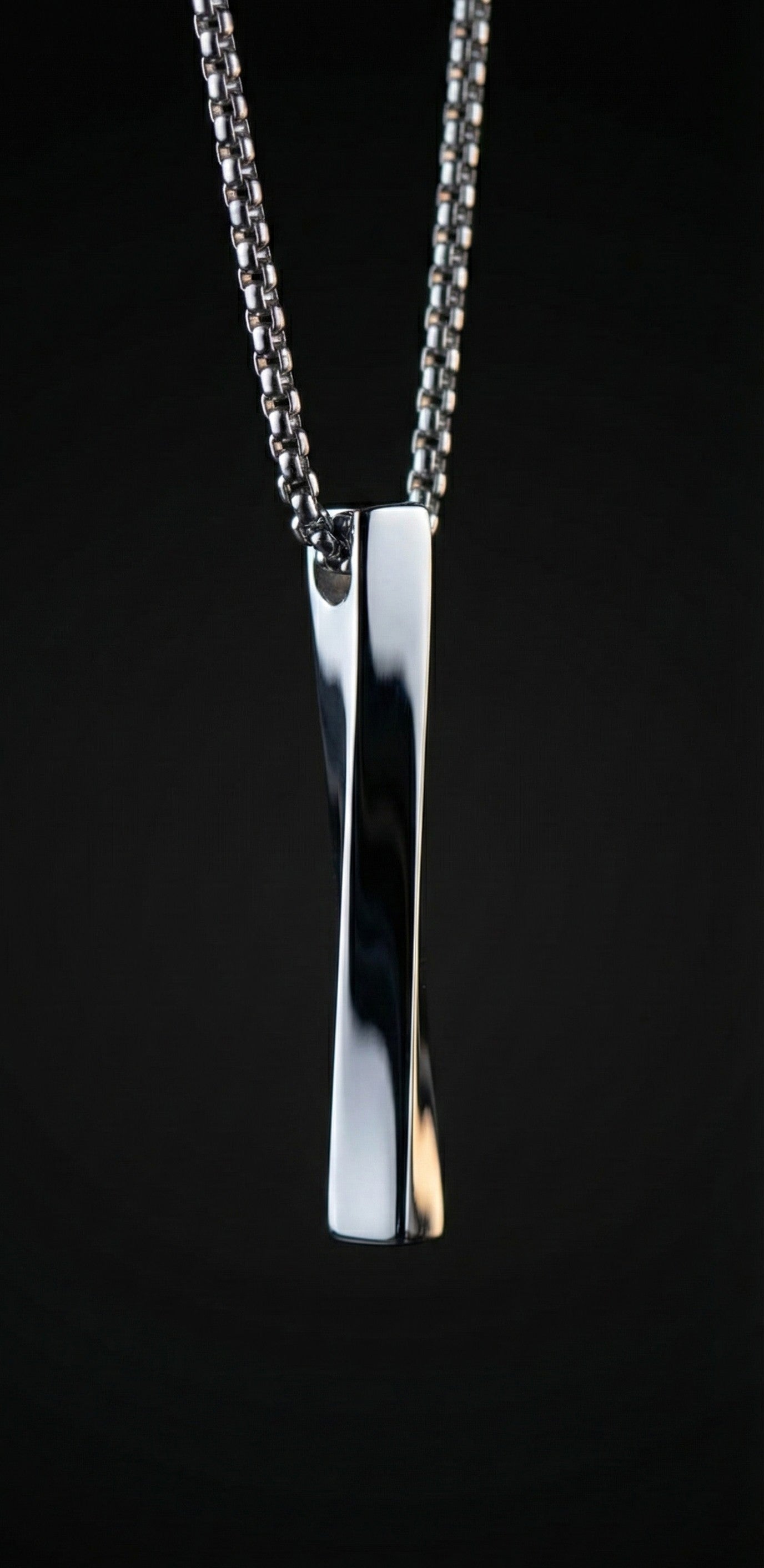 Premium Silver Vertical Bar Pendant  with Stylish Chain