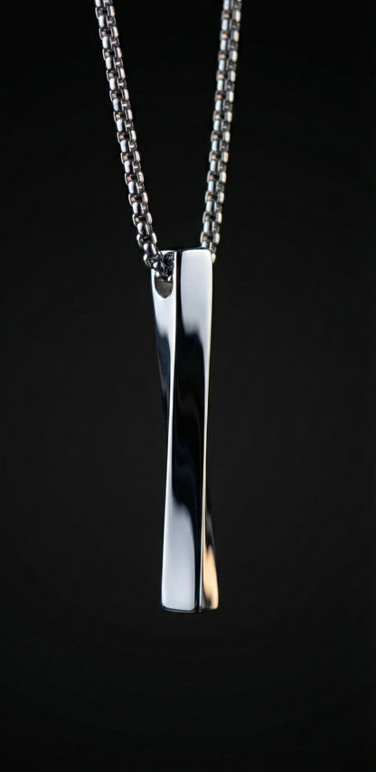 Premium Silver Vertical Bar Pendant  with Stylish Chain