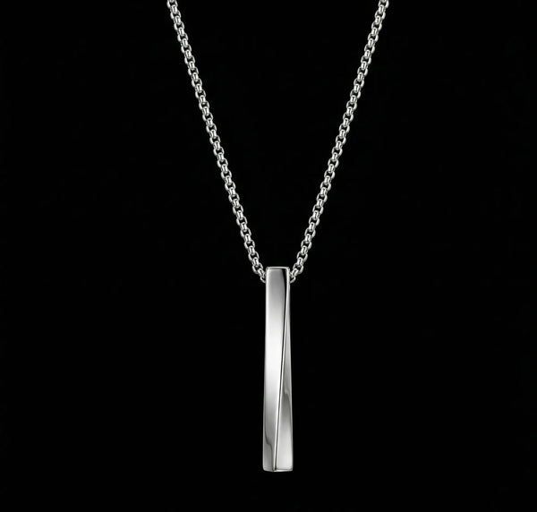 Silver Vertical Bar Pendant with Stylish Chain