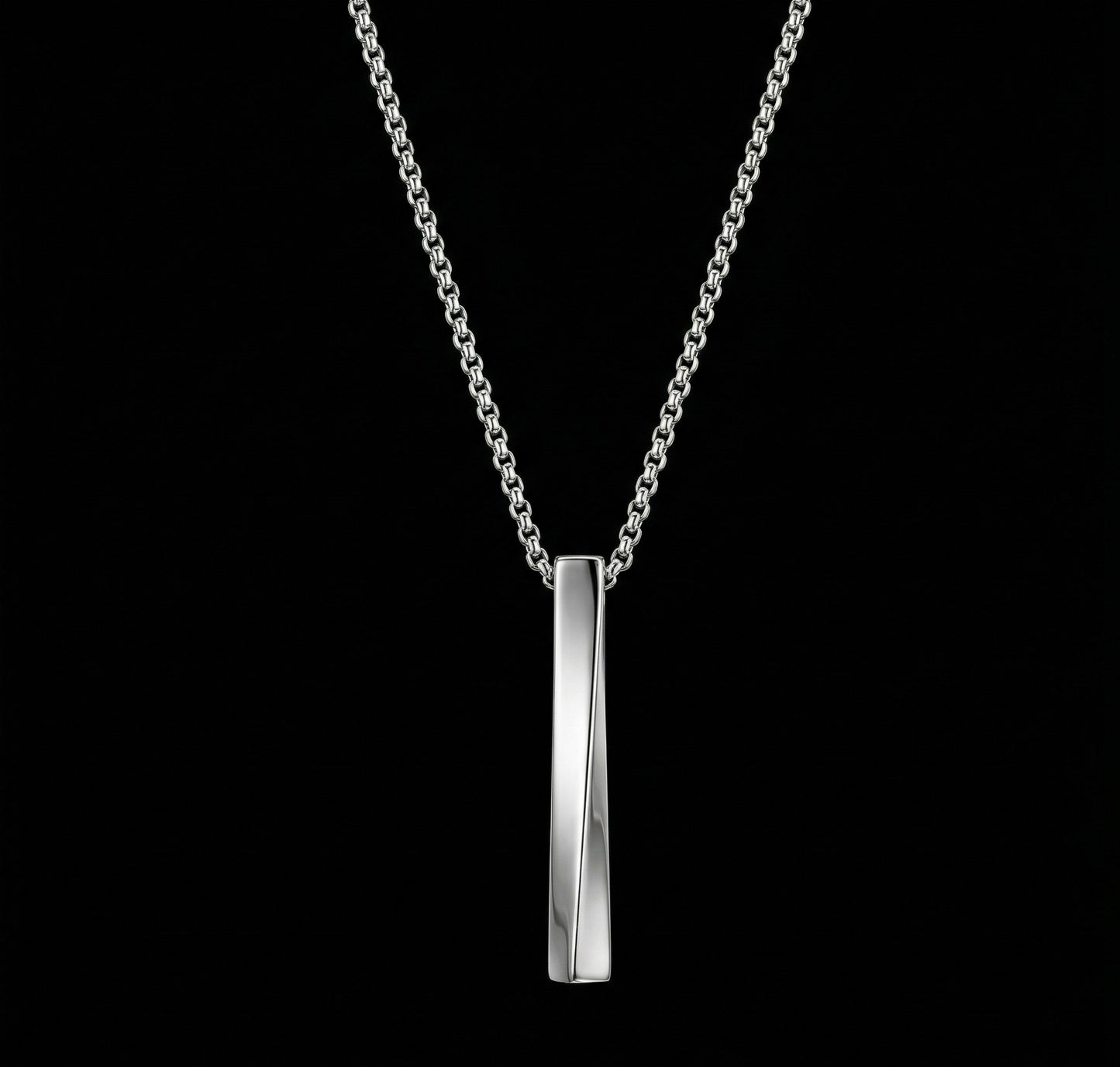 Premium Silver Vertical Bar Pendant  with Stylish Chain