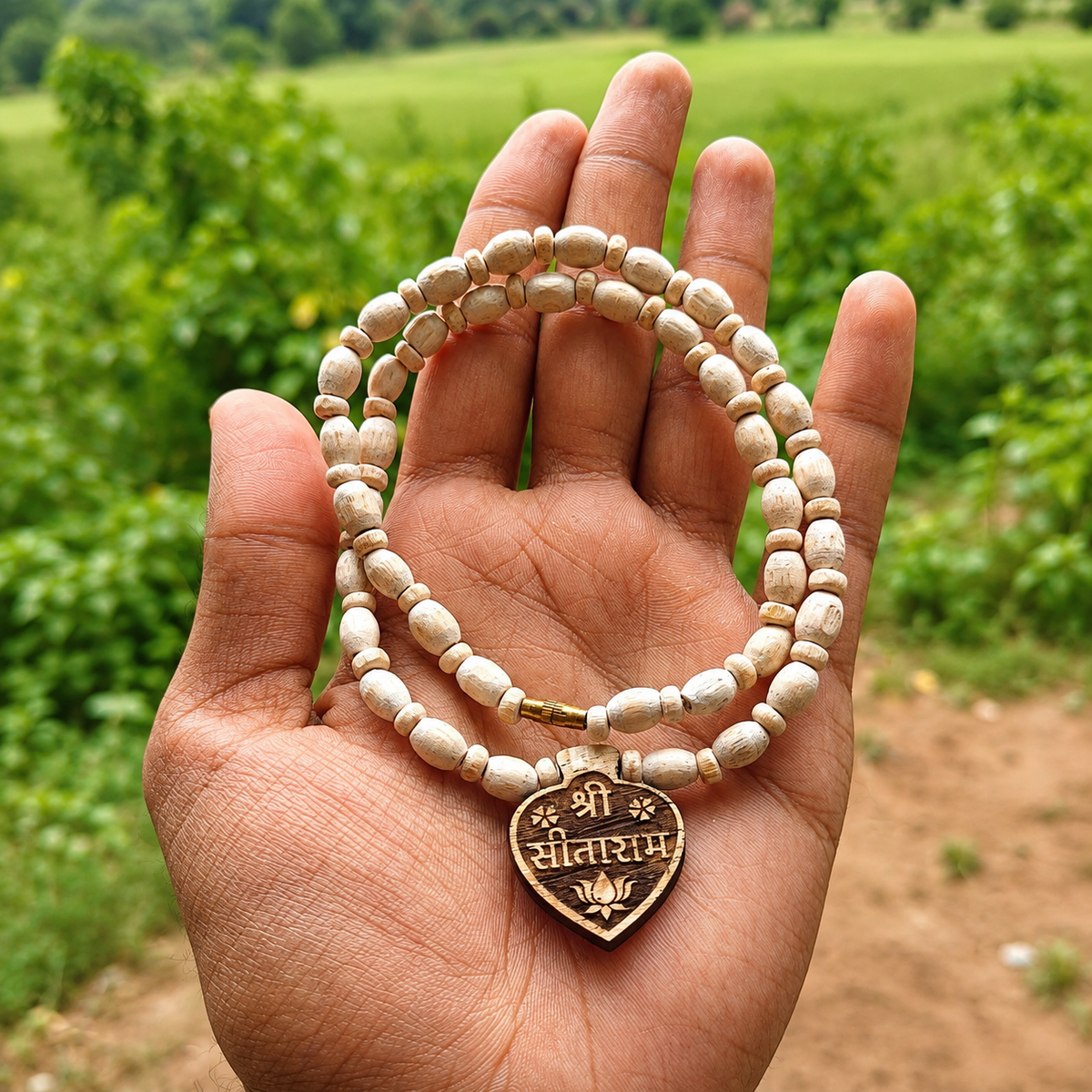 Vrindavan Tulsi kanthi mala with Shri Sitaram locket, 10 inch