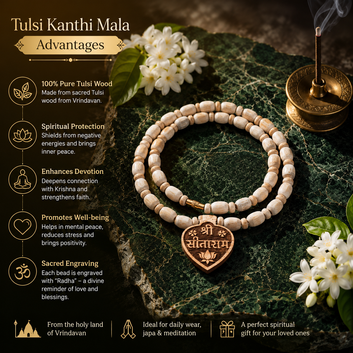 Sitaram Tulsi kanthi mala worn around the neck
