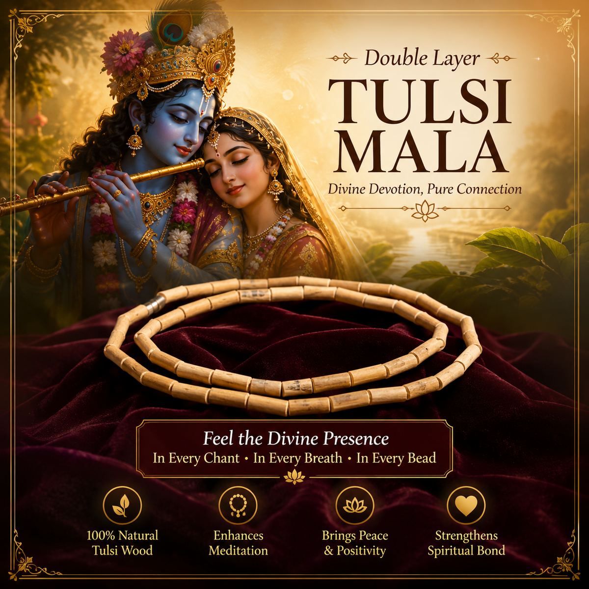 Vrindavan Tulsi Mala Double Layer (16 Inch)