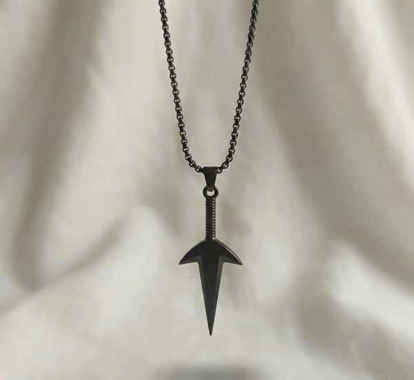 Matte Black Arrow Pendant Chain for Men