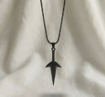 Premium Matte Black Arrow Pendant Chain for Men