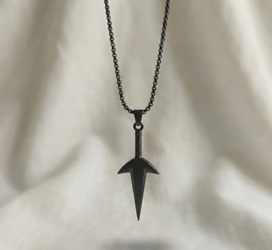 Premium Matte Black Arrow Pendant Chain for Men