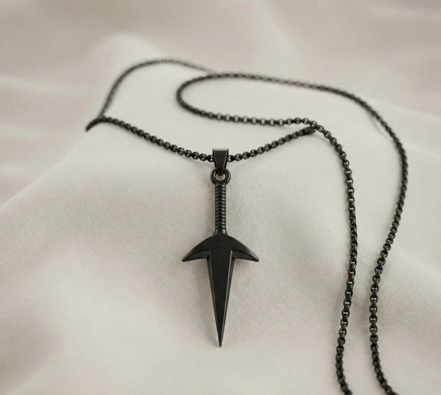 Premium Matte Black Arrow Pendant Chain for Men