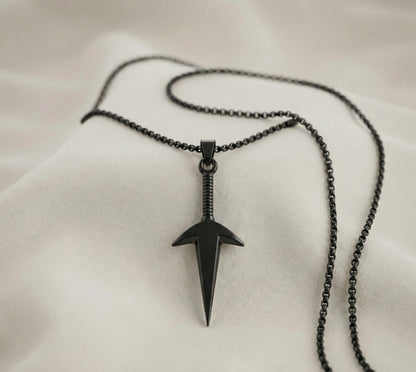 Premium Matte Black Arrow Pendant Chain for Men