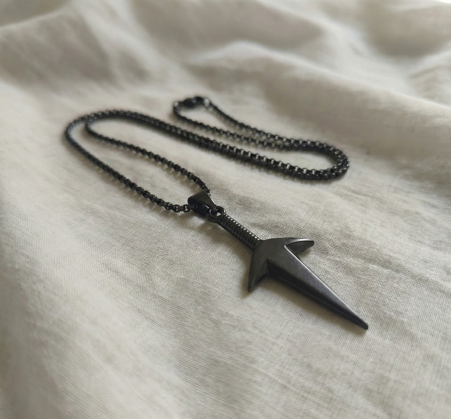 Premium Matte Black Arrow Pendant Chain for Men
