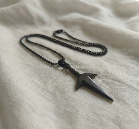 Premium Matte Black Arrow Pendant Chain for Men