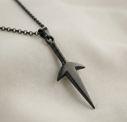 Premium Matte Black Arrow Pendant Chain for Men